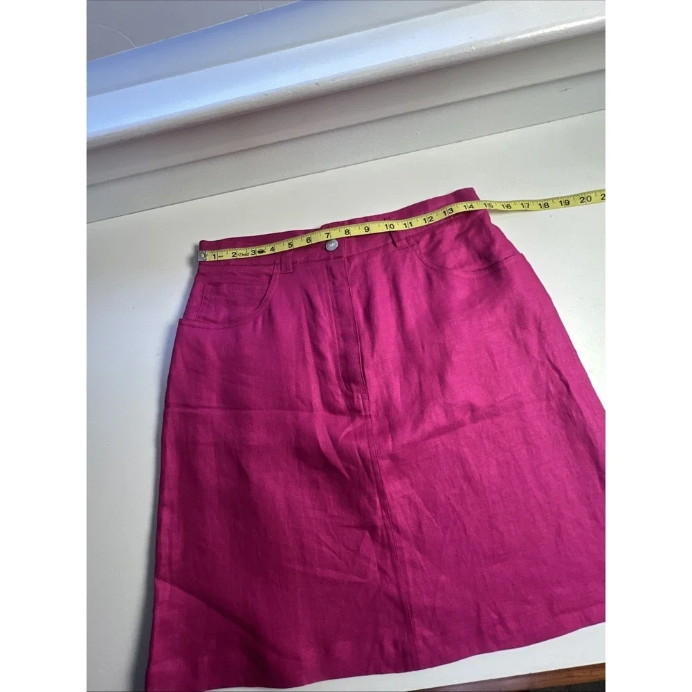 lauren ralph lauren High Waist‎ hot Pink  Skirt Size 10 Linen 100% Boho Vacation